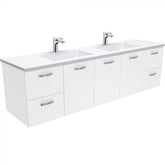 Fienza 1800mm Double Bowl Vanessa Top With Unicab Wall Hung Cabinet - Gloss White